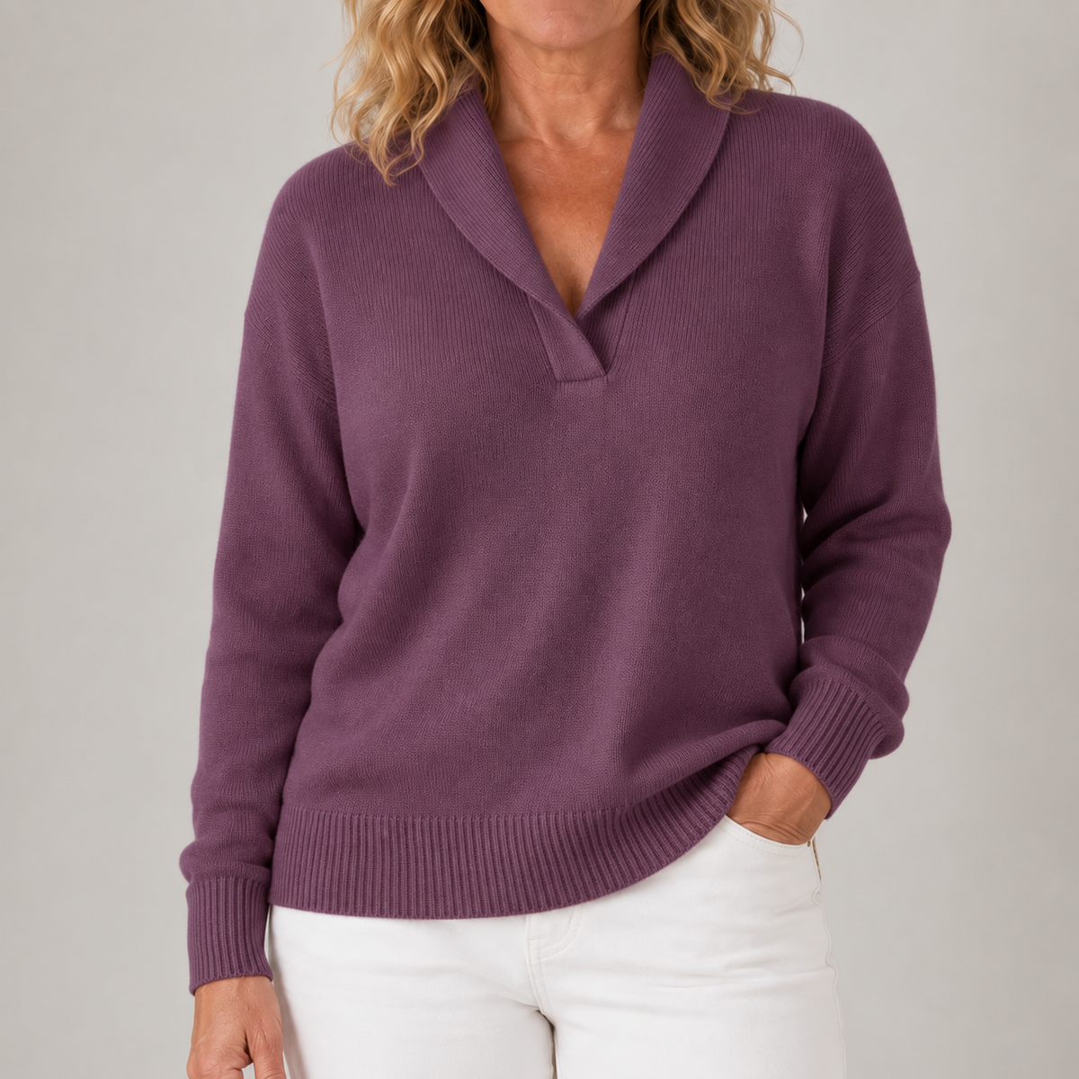 Isabelle | Women's Elegant Shawl Collar Knit Sweater