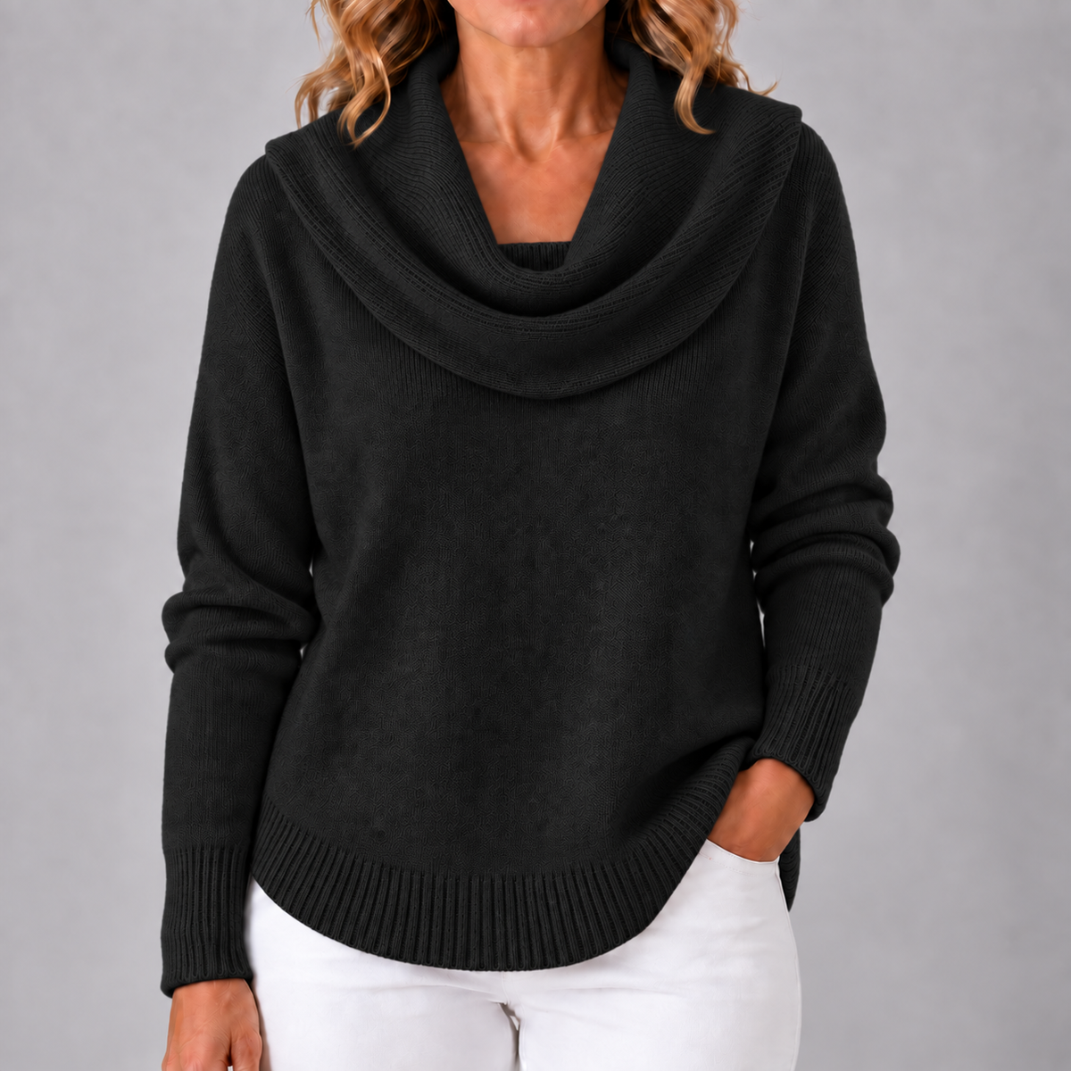 Marie | Women's Elegant Cowl Neck Knit Sweater