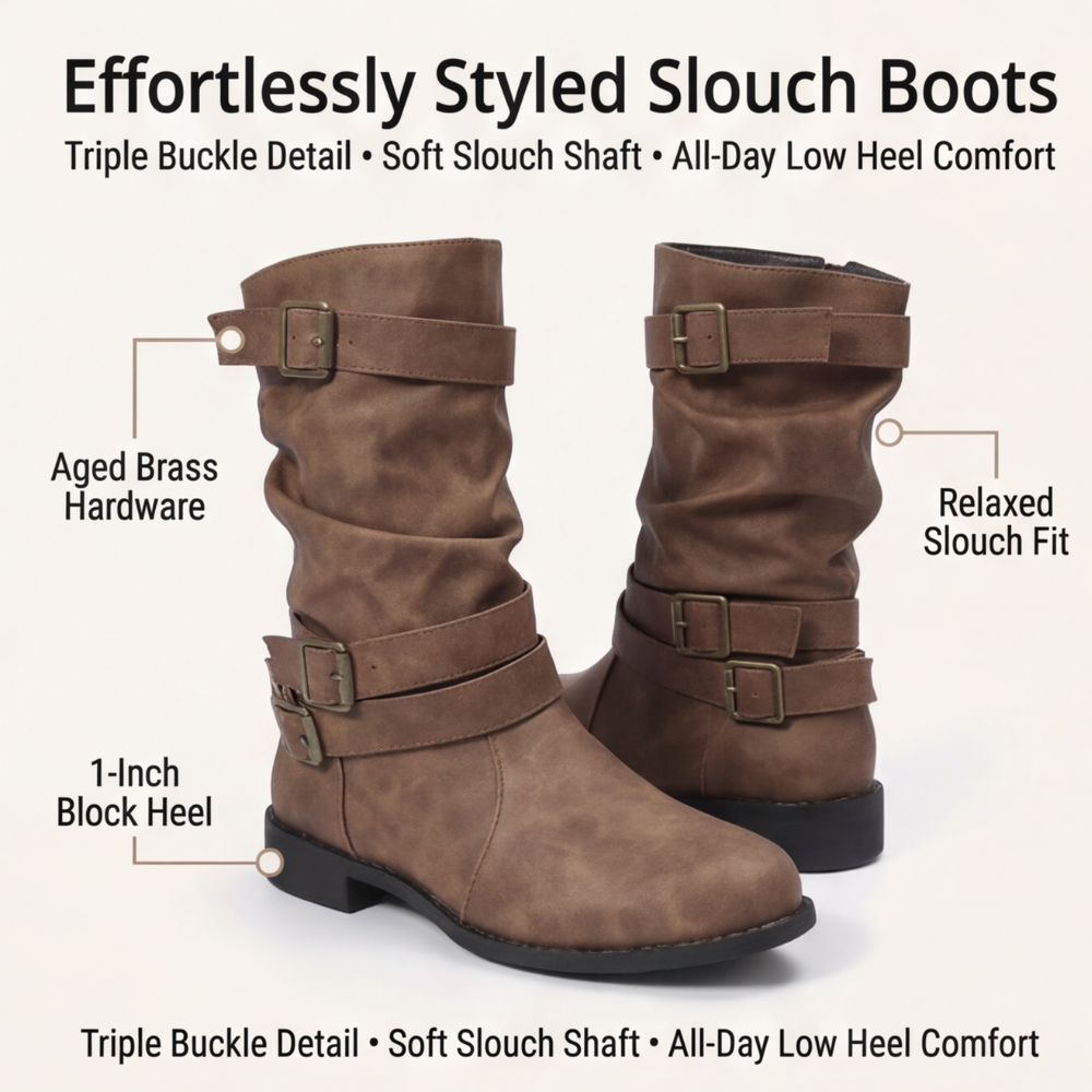Strova | Crushed Slouch Mid Calf Boots