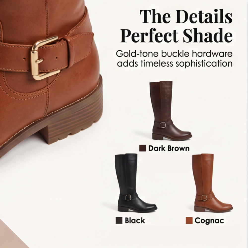 Ridella | Knee High Riding Boots with Buckle Detail