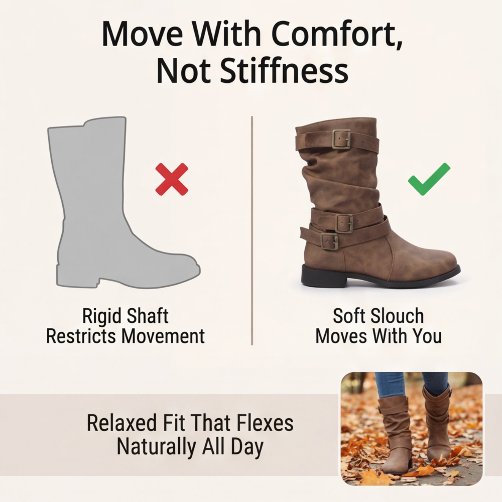 Strova | Crushed Slouch Mid Calf Boots