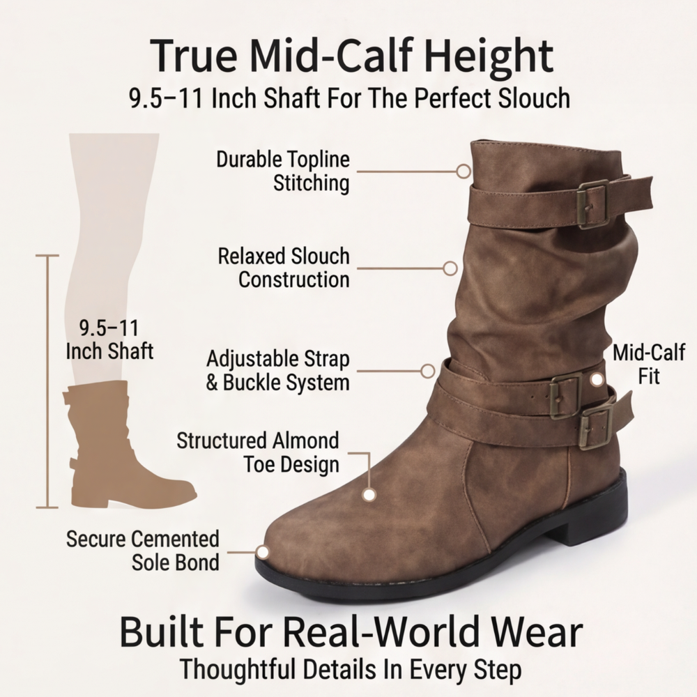 Strova | Crushed Slouch Mid Calf Boots
