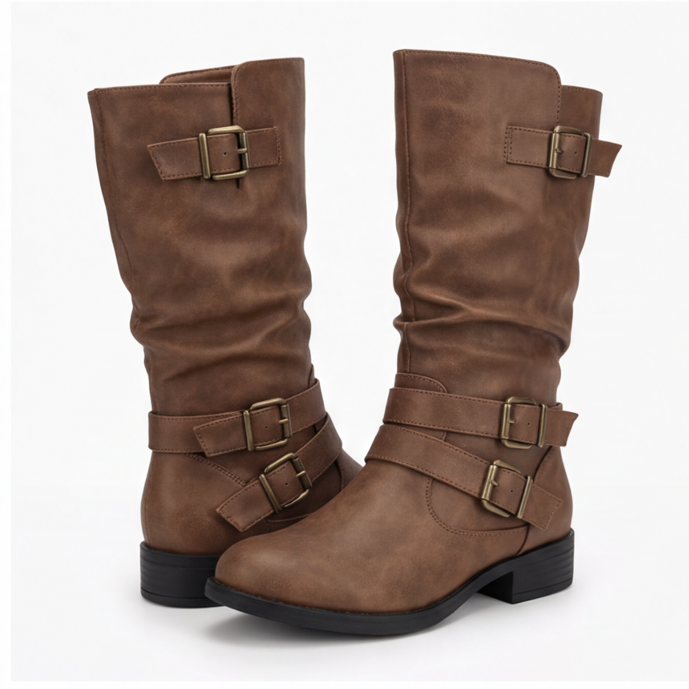 Strova | Crushed Slouch Mid Calf Boots