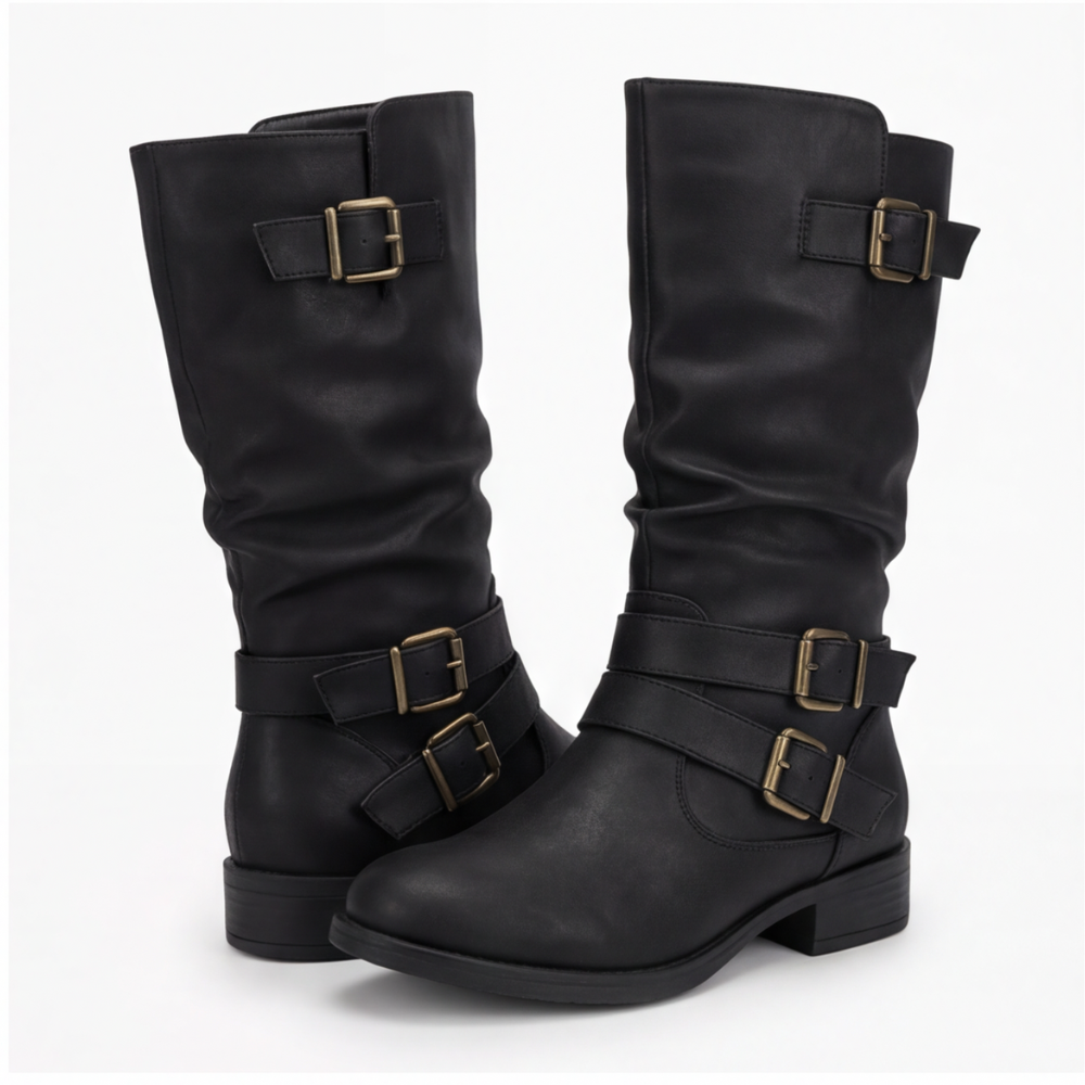 Strova | Crushed Slouch Mid Calf Boots