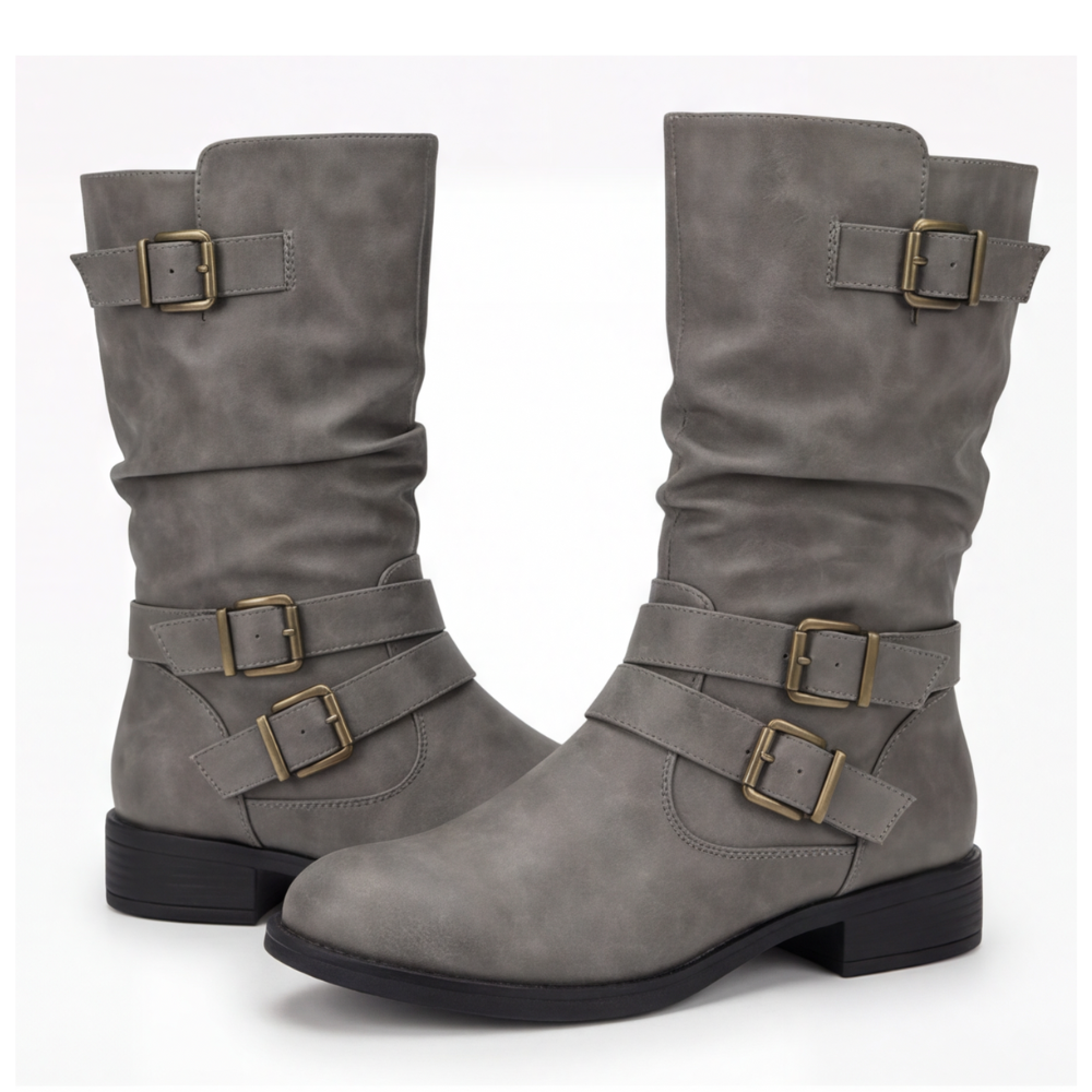Strova | Crushed Slouch Mid Calf Boots