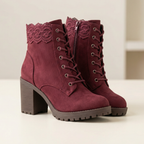 Lacelle | Romantic Lace Trim Suede Ankle Boots