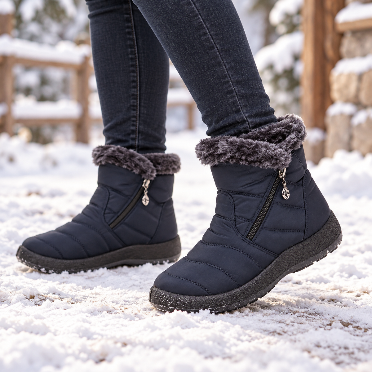 Lunavia | Plush-Lined Zipper Ankle Boots