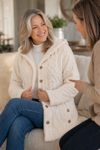 Wealbella | Cable-Knit Hooded Longline Coat