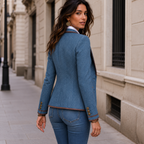 Vaunterie | Contrast Piped Herringbone Blend Coat