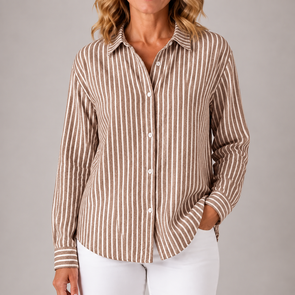 Louise | Women's Relaxed Striped Button-Down Shirt