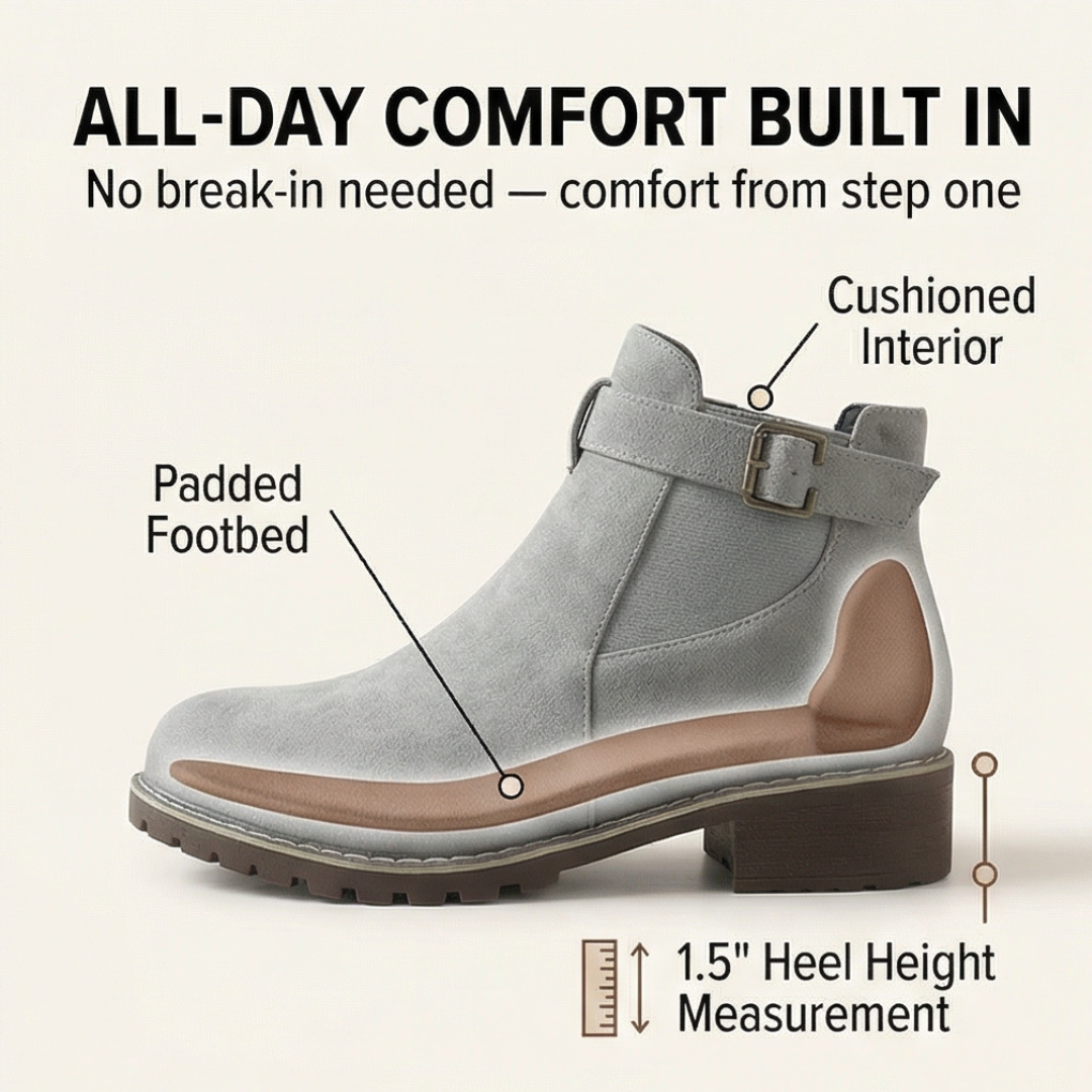 Stridella | Women's Suede-Look Buckle Ankle Booties