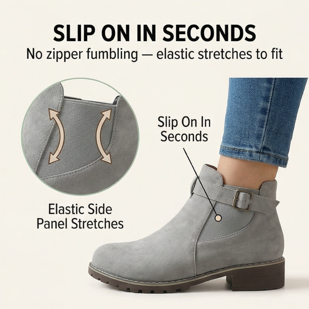 Stridella | Women's Suede-Look Buckle Ankle Booties