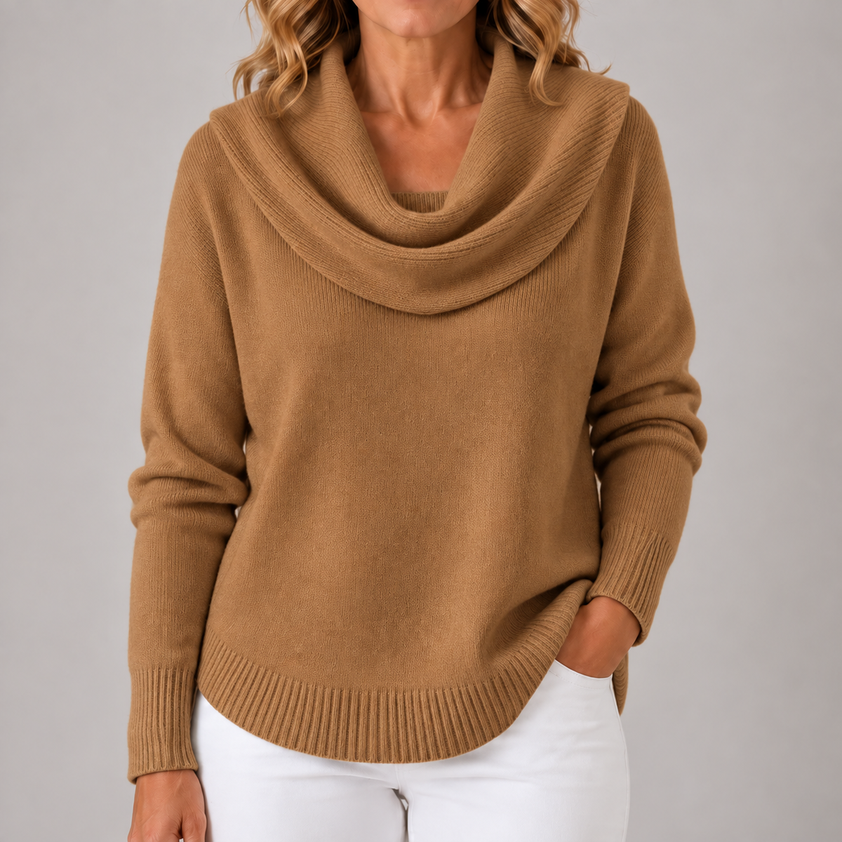 Marie | Women's Elegant Cowl Neck Knit Sweater