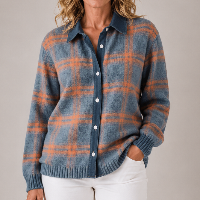 Haley | Women's Cozy Plaid Knit Cardigan