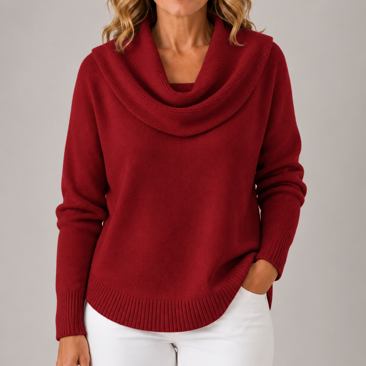Marie | Women's Elegant Cowl Neck Knit Sweater