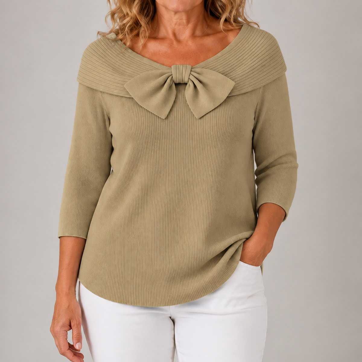 Gianna | Women's Elegant Bow Knit Sweater