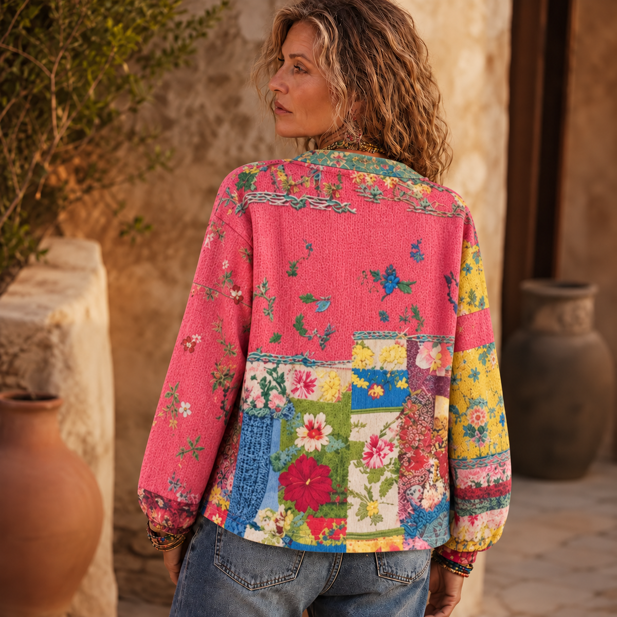 Solenne | Floral Patchwork Boho Cardigan