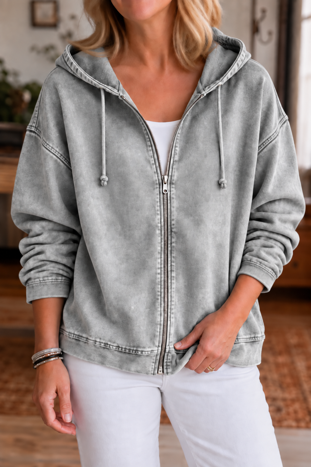 Rethread | Washed Relaxed Zip-Up Hoodie