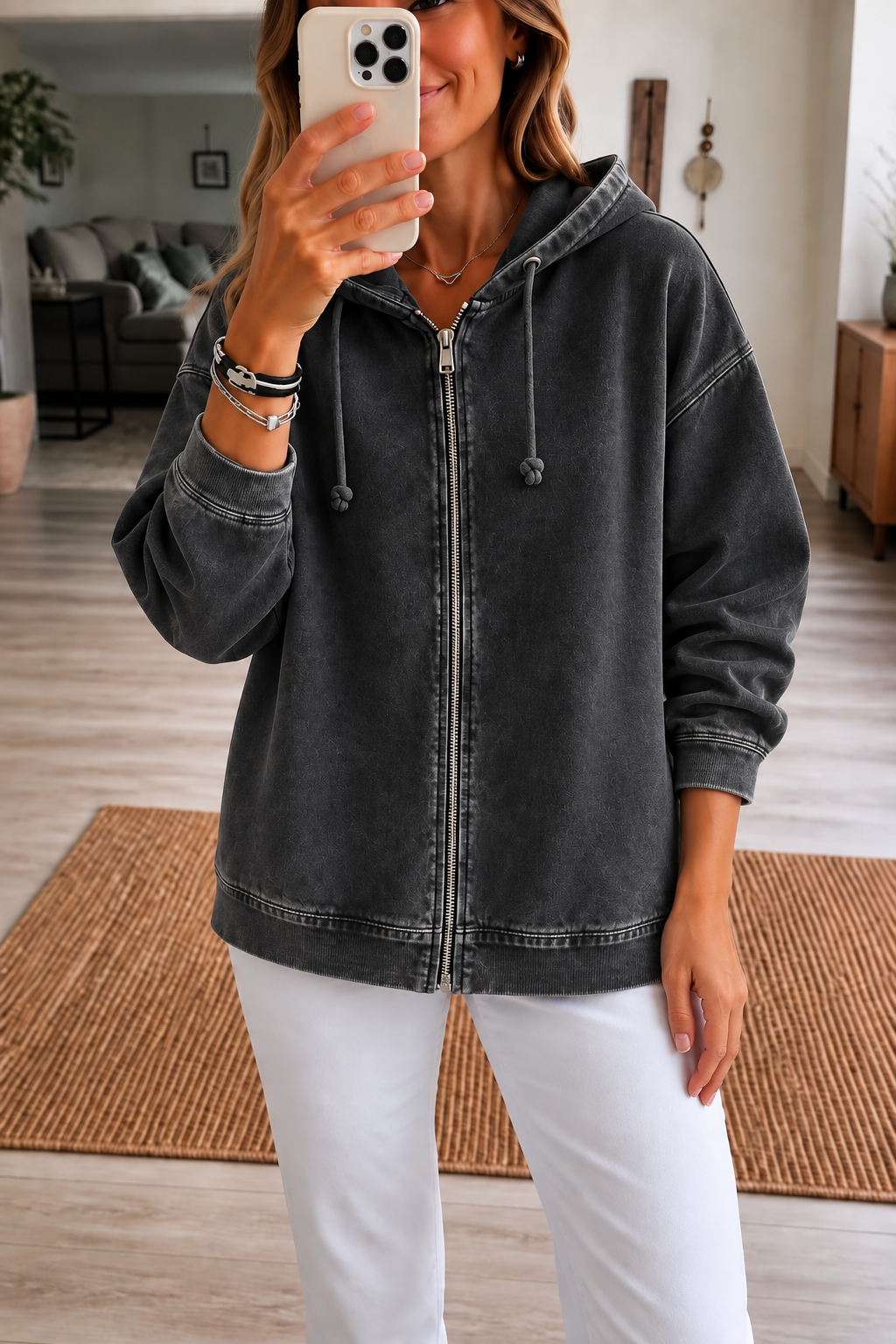 Rethread | Washed Relaxed Zip-Up Hoodie