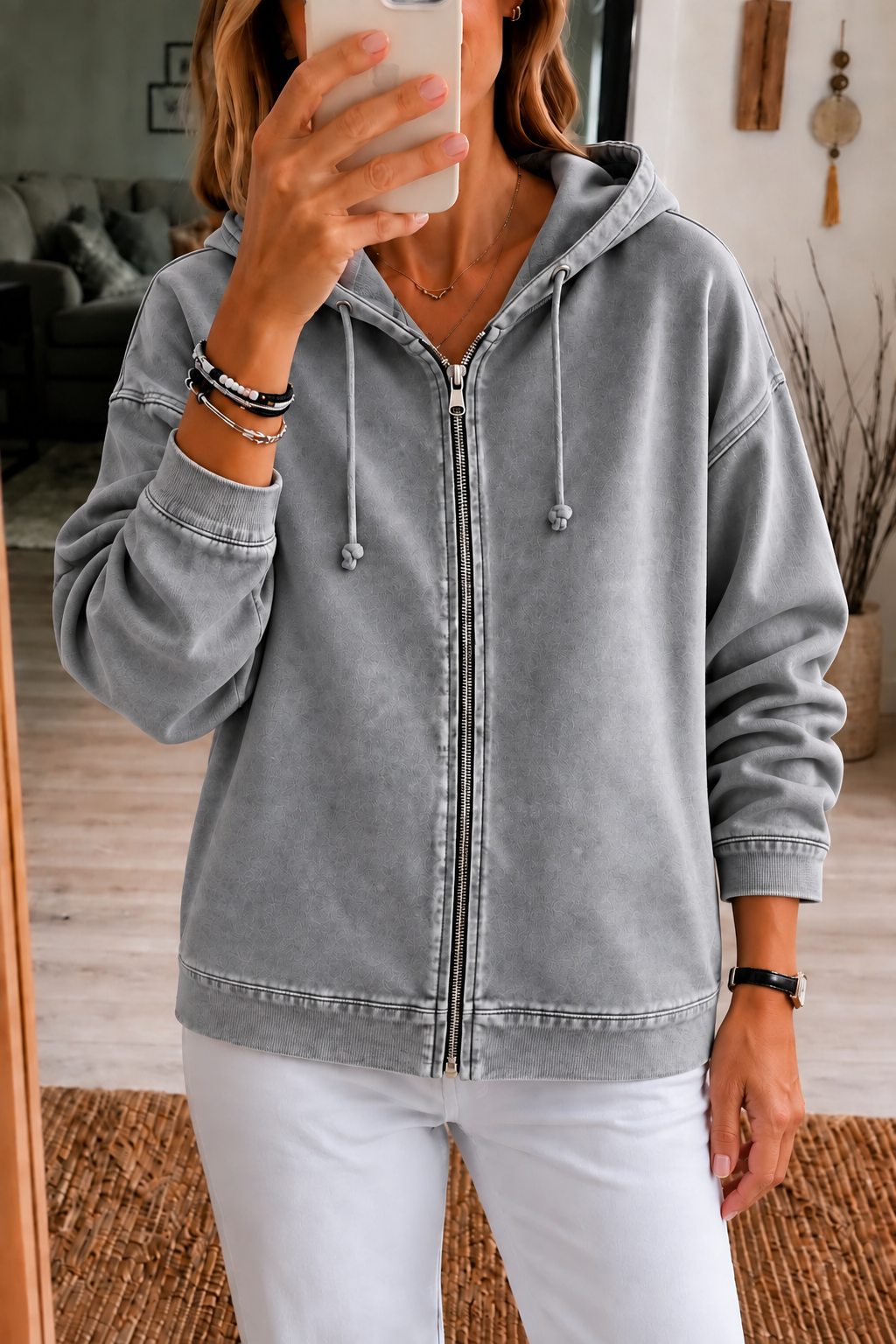 Rethread | Washed Relaxed Zip-Up Hoodie