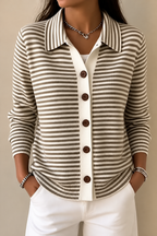 Wearbellah | Striped Open-Front Knit Cardigan