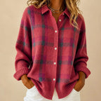 Haley | Women's Cozy Plaid Knit Cardigan