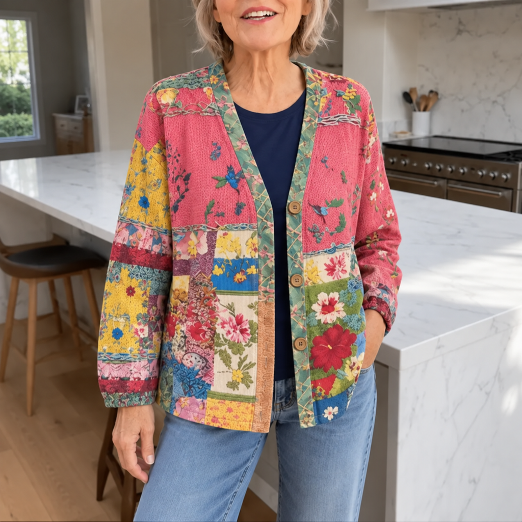 Solenne | Floral Patchwork Boho Cardigan