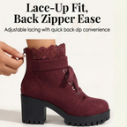 Lacelle | Romantic Lace Trim Suede Ankle Boots