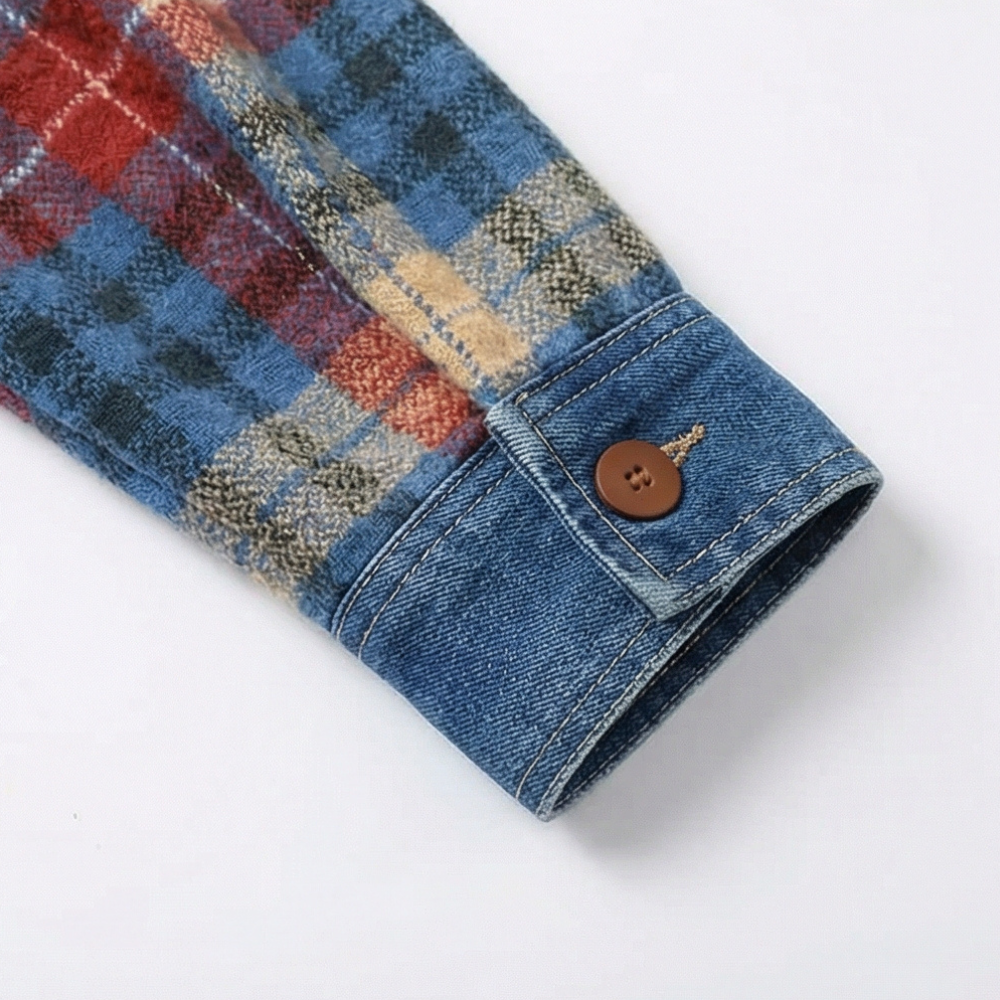 Weslyn | Women’s Contrast Denim Plaid Hooded Jacket