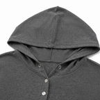 Kearbella | Lightweight Waffle Knit Button Henley Hoodie