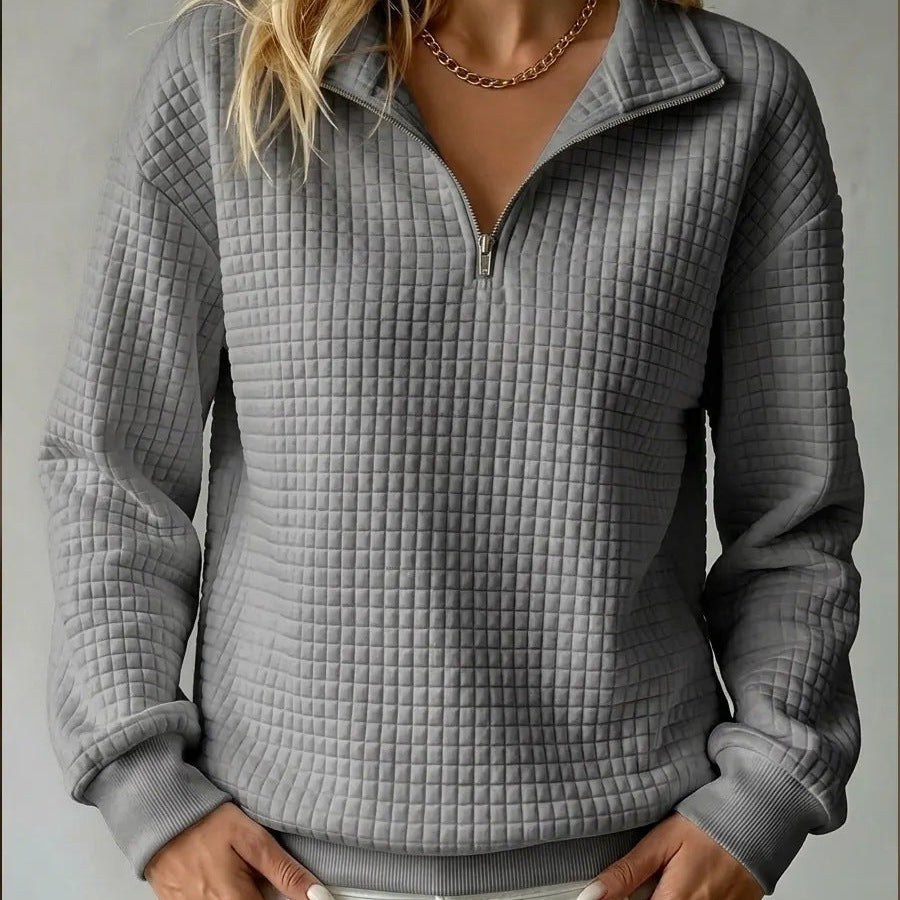 Tina | Women's Quilted Quarter-Zip Sweater