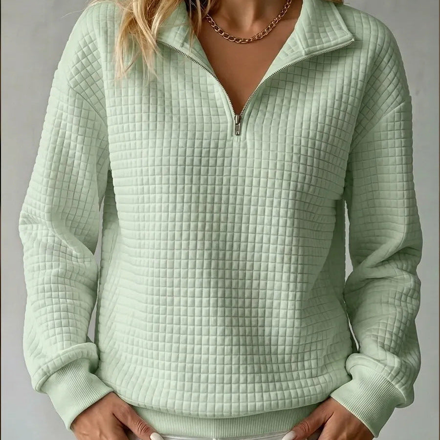 Tina | Women's Quilted Quarter-Zip Sweater