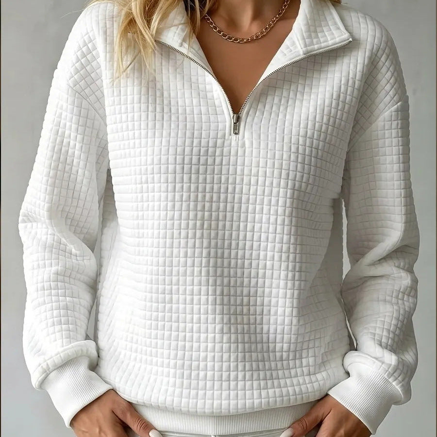 Tina | Women's Quilted Quarter-Zip Sweater