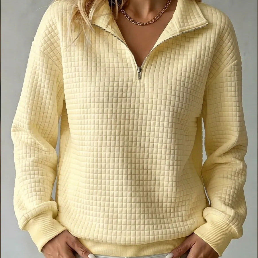 Tina | Women's Quilted Quarter-Zip Sweater