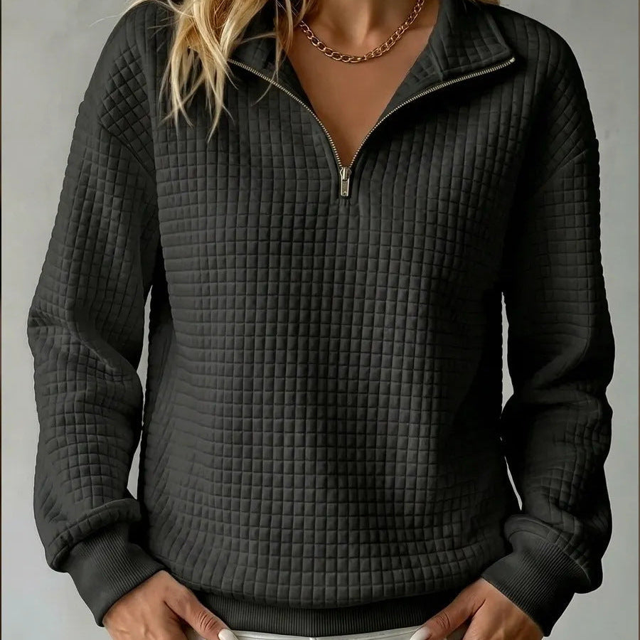 Tina | Women's Quilted Quarter-Zip Sweater