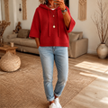 Cozelle | Frayed-Edge Open-Knit Oversized Hoodie