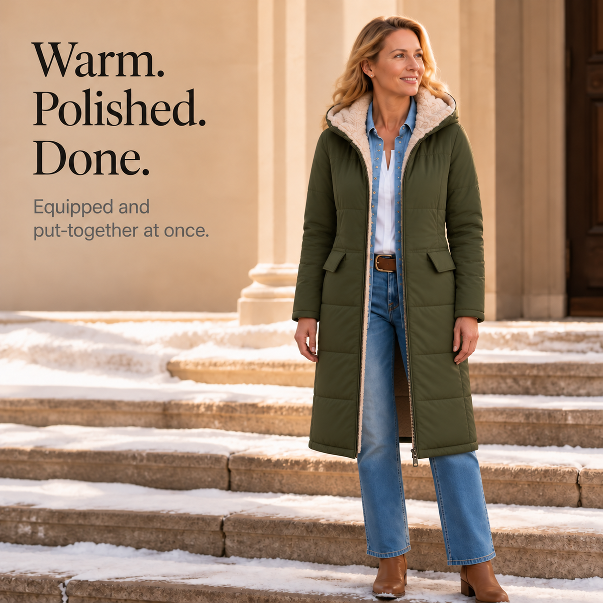 Wintervia | Sherpa Windproof Long Coat