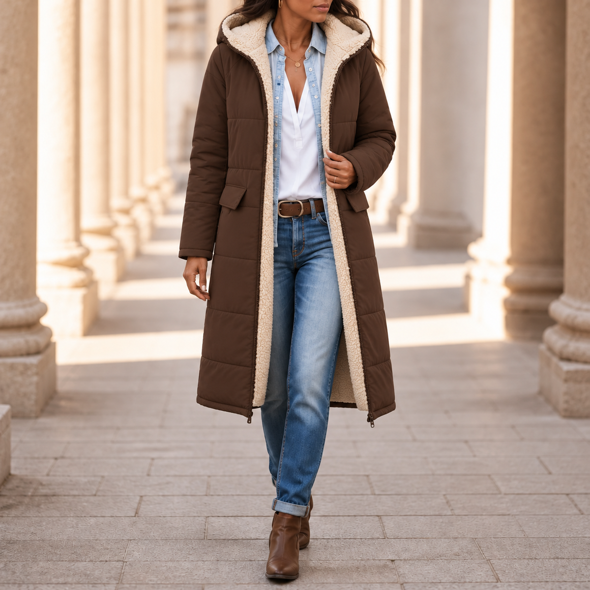 Wintervia | Sherpa Windproof Long Coat