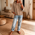 Cozelle | Frayed-Edge Open-Knit Oversized Hoodie