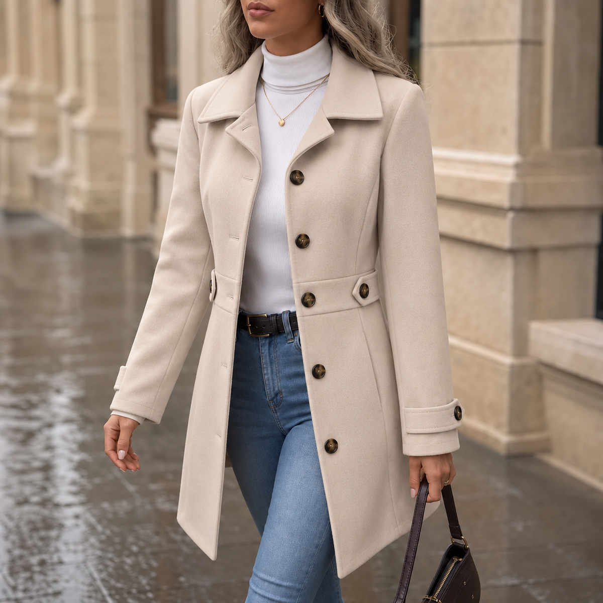 Vestalle | Belted Tailored Blend Trench Coat