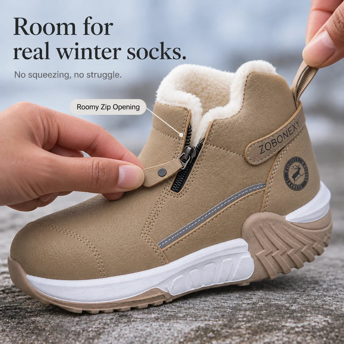 Frostelle | Fleece-Lined Zip Ankle Winter Boots