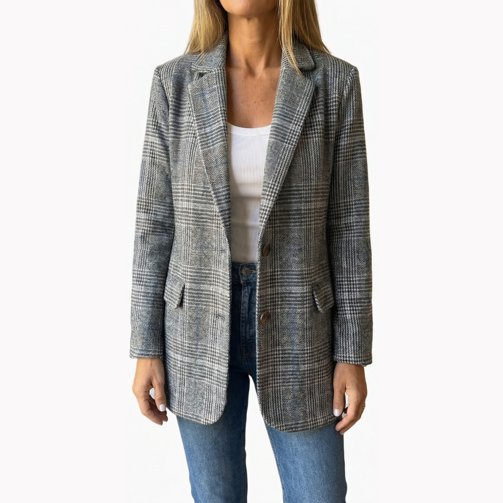Ellara | Relaxed Plaid Lapel Blazer