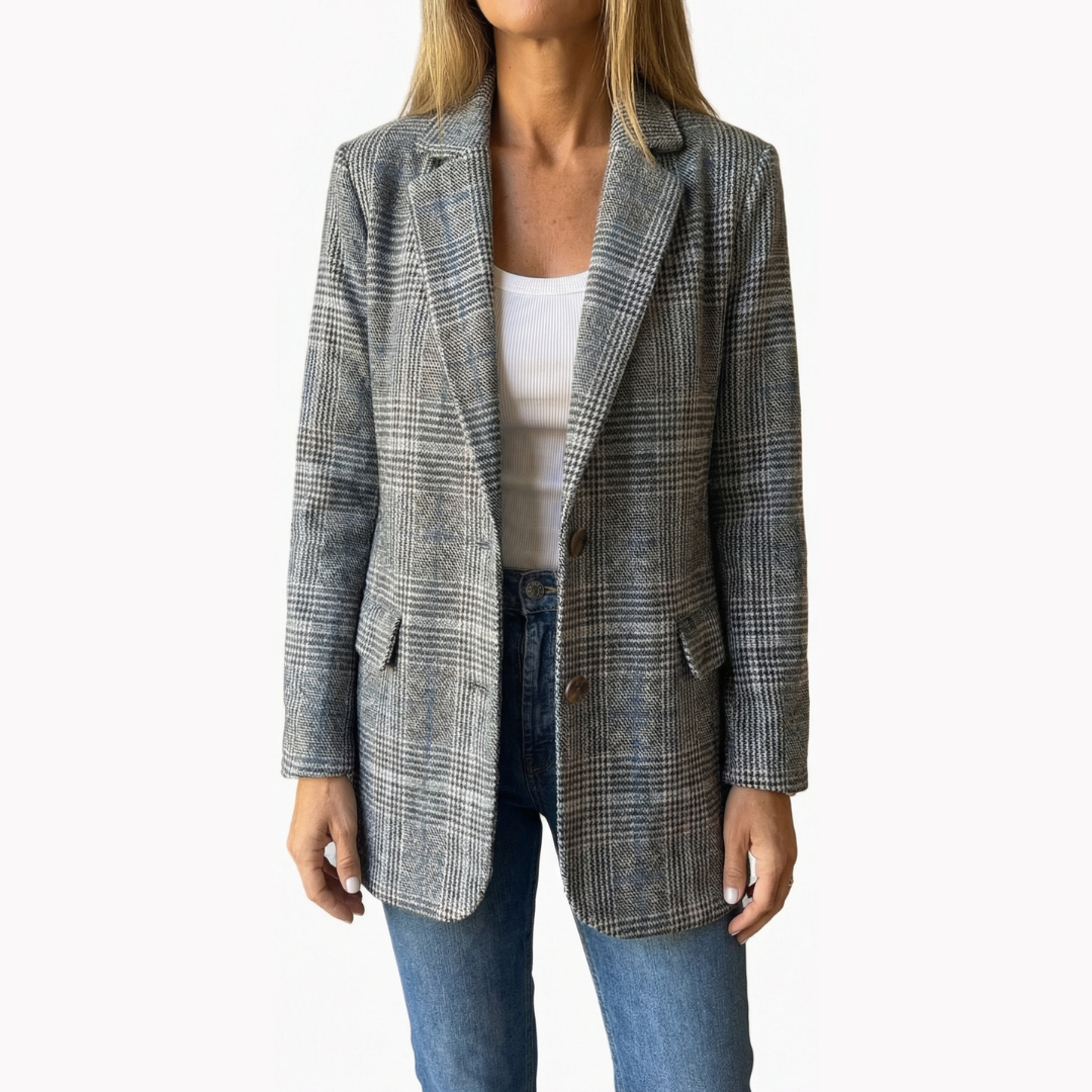 Ellara | Relaxed Plaid Lapel Blazer