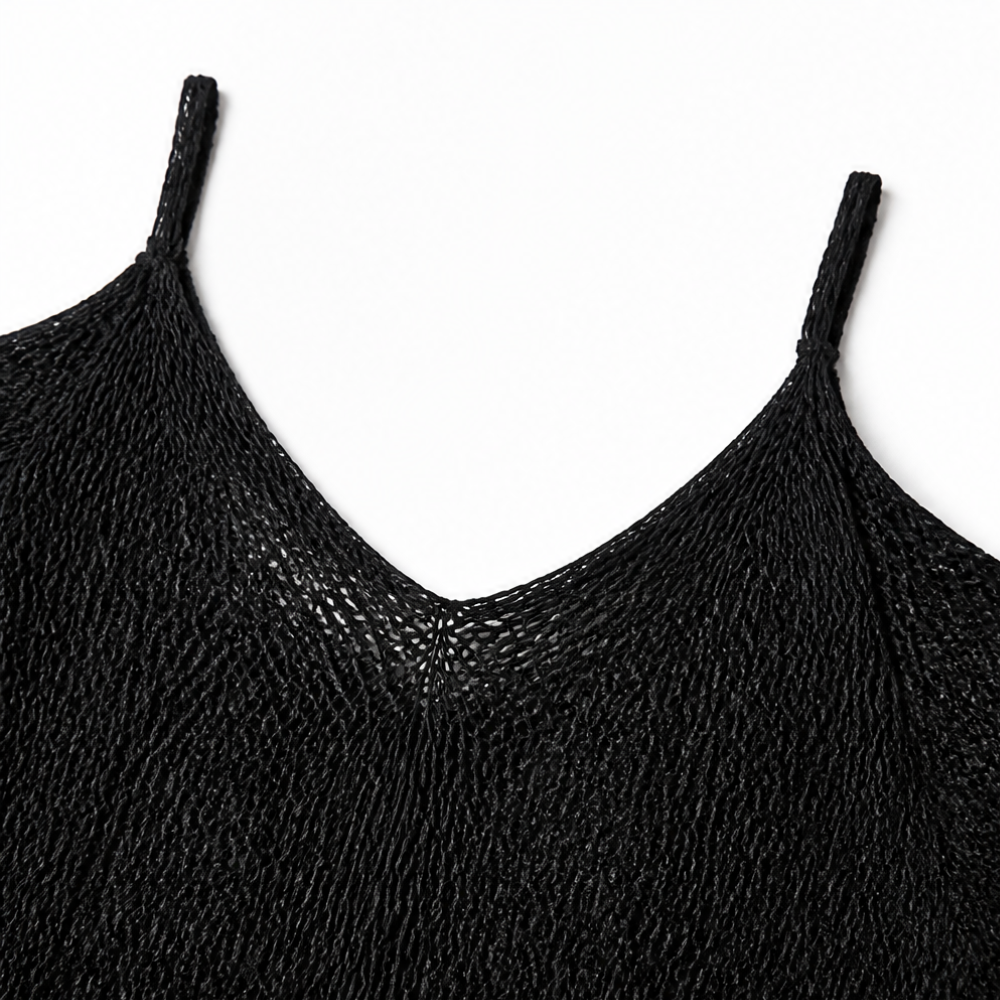 Solenya | Open-Knit Cold-Shoulder Boho Top