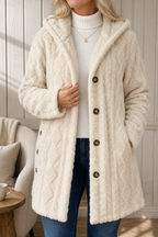 Wealbella | Cable-Knit Hooded Longline Coat