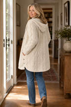 Wealbella | Cable-Knit Hooded Longline Coat