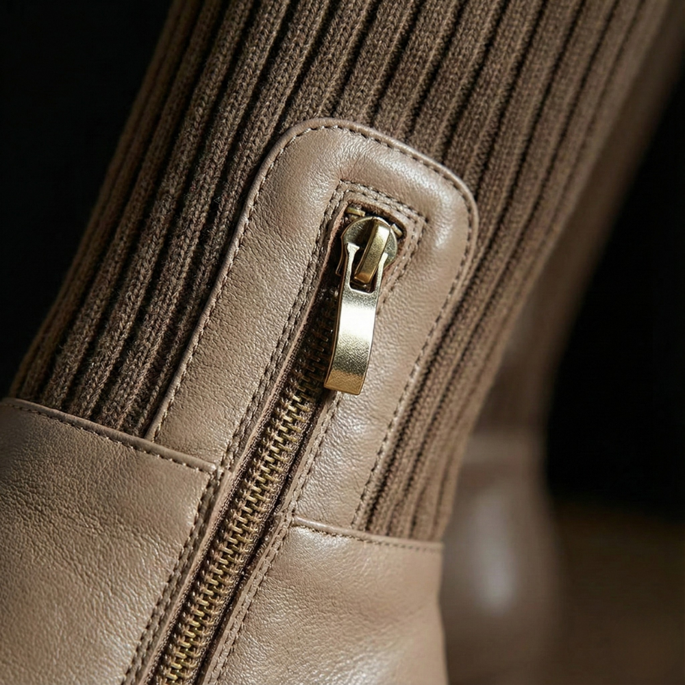 Flexara | Women’s Stretch Knit Block Heel Boots