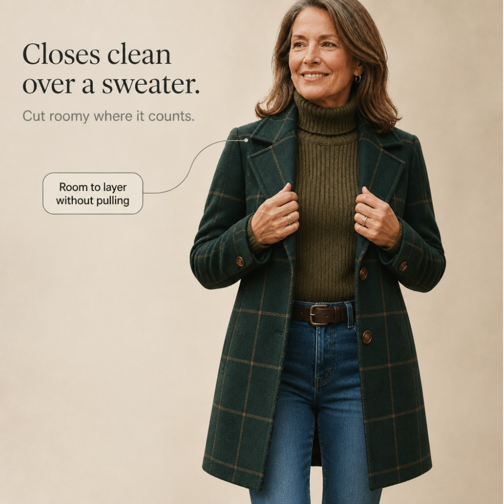 Wearbello | Plaid Two-Button Oversized Wool-Look Coat