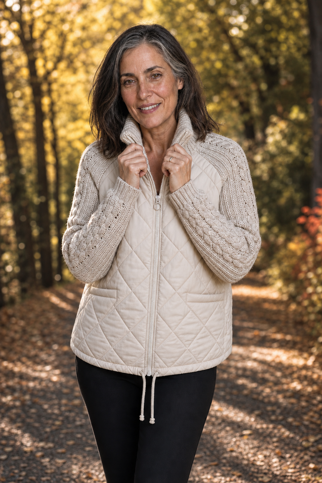 Knitpuff | Knit-Panel Quilted Patchwork Puffer Jacket