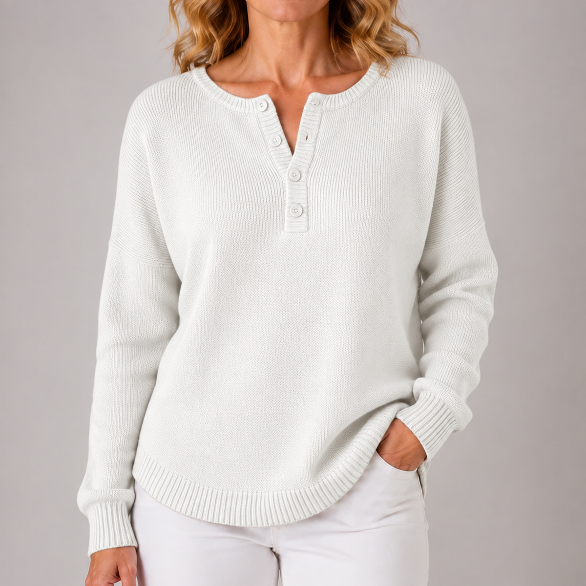 Monica | Women's Classic Button Knit Sweater